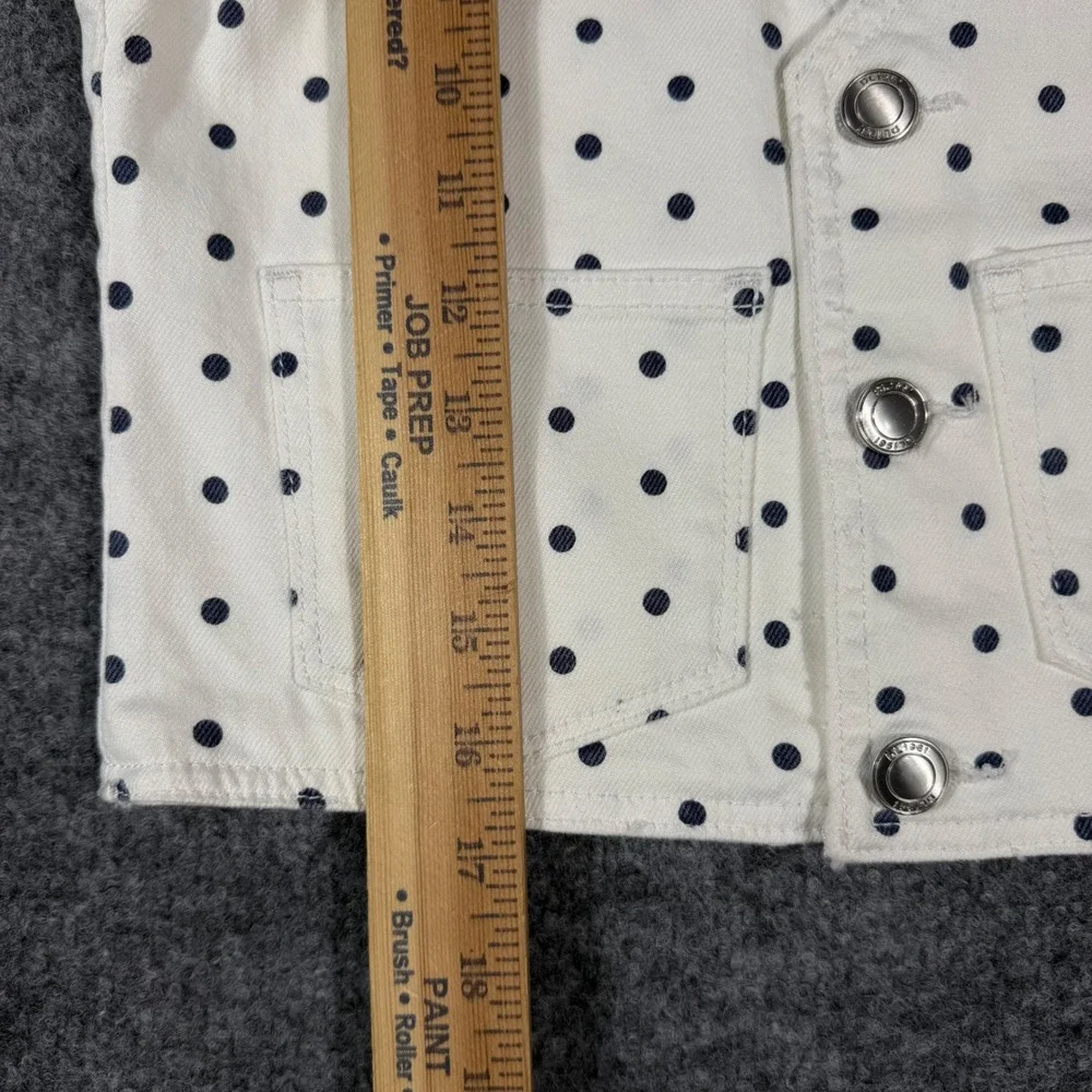 DL1961 Polka Dot Denim Vest Girls Size L White Cotton Recycled Button NWT